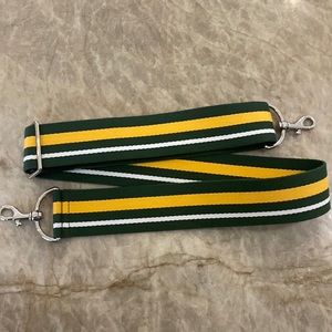 Bag strap green, white and yellow stripes